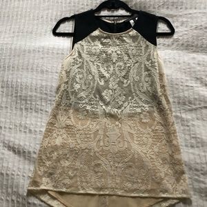 BCBG Sleeveless Lace & Black Top